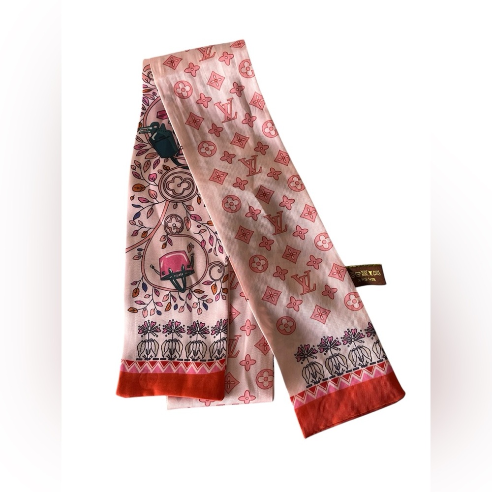 LOUIS VUITTON Bandeau Tree of Louis Silk Scarf Orange Multi Color - Picture 6 of 8